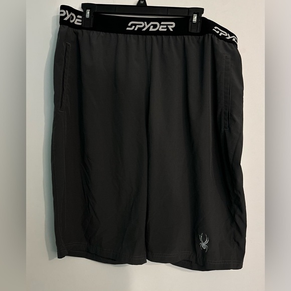 Spyder‎ Mens XL Pull on elastic waistband gray quick dry pockets logo shorts - Picture 1 of 9